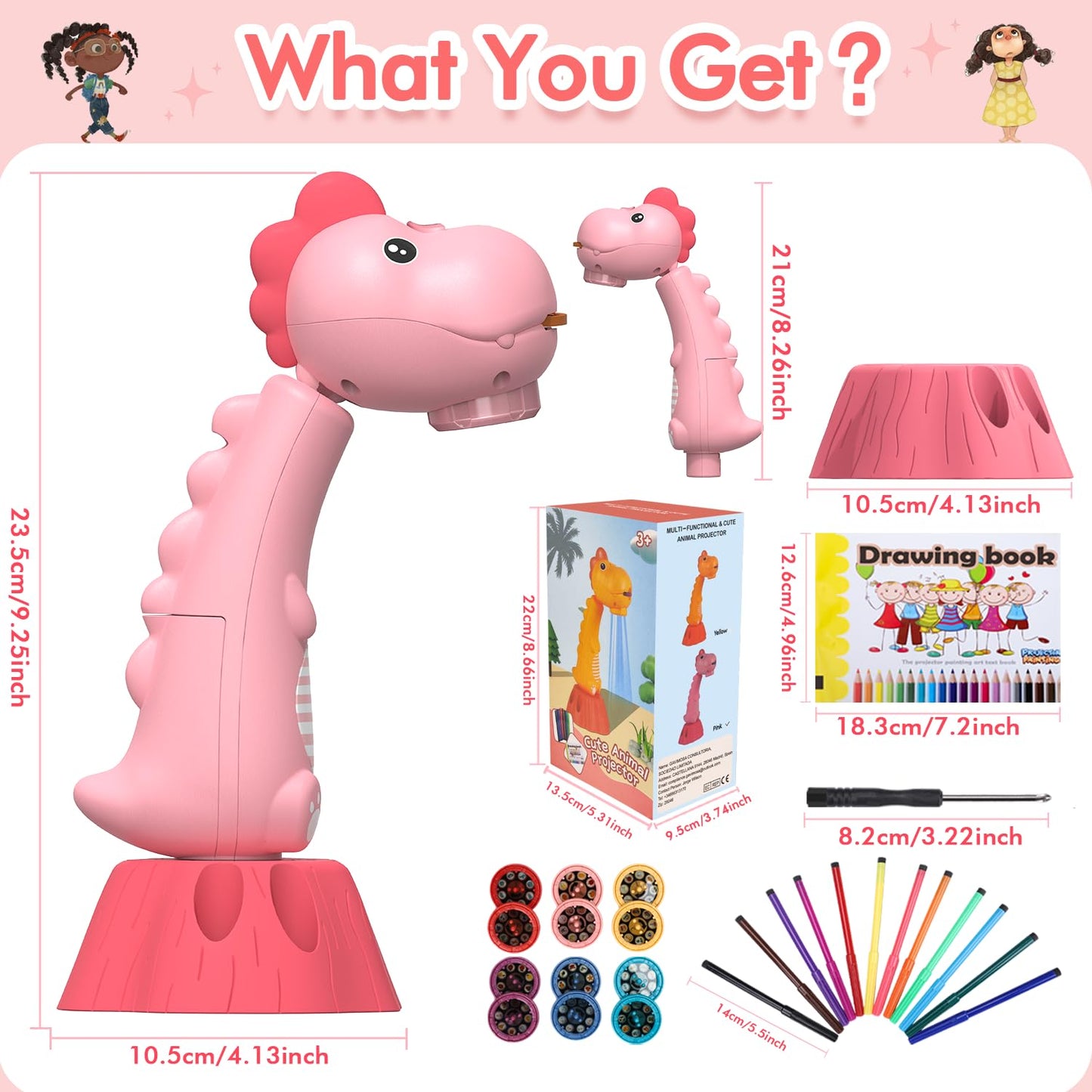 Drawing Projector for Kids,Tracing and Drawing Projector with 96 Slide Cartoon Patterns and 12 Color Brushs,Smart Art Sketcher P