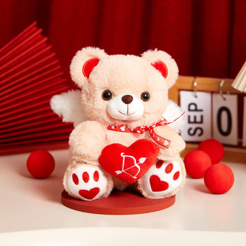 WEWILL 8'' Cute Valentines Teddy Bear Stuffed Animal with Love Heart Cupid Wings Love Bear Soft Plush Toy Valentines Birthday fo
