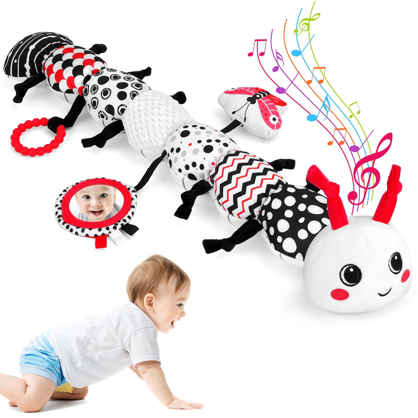 Baby Toys 0-12 Months - Musical Caterpillar Stuffed Animal Soft Plush Toys for Infant Girls Boys 3 6 12 Months Tummy Time Sensor