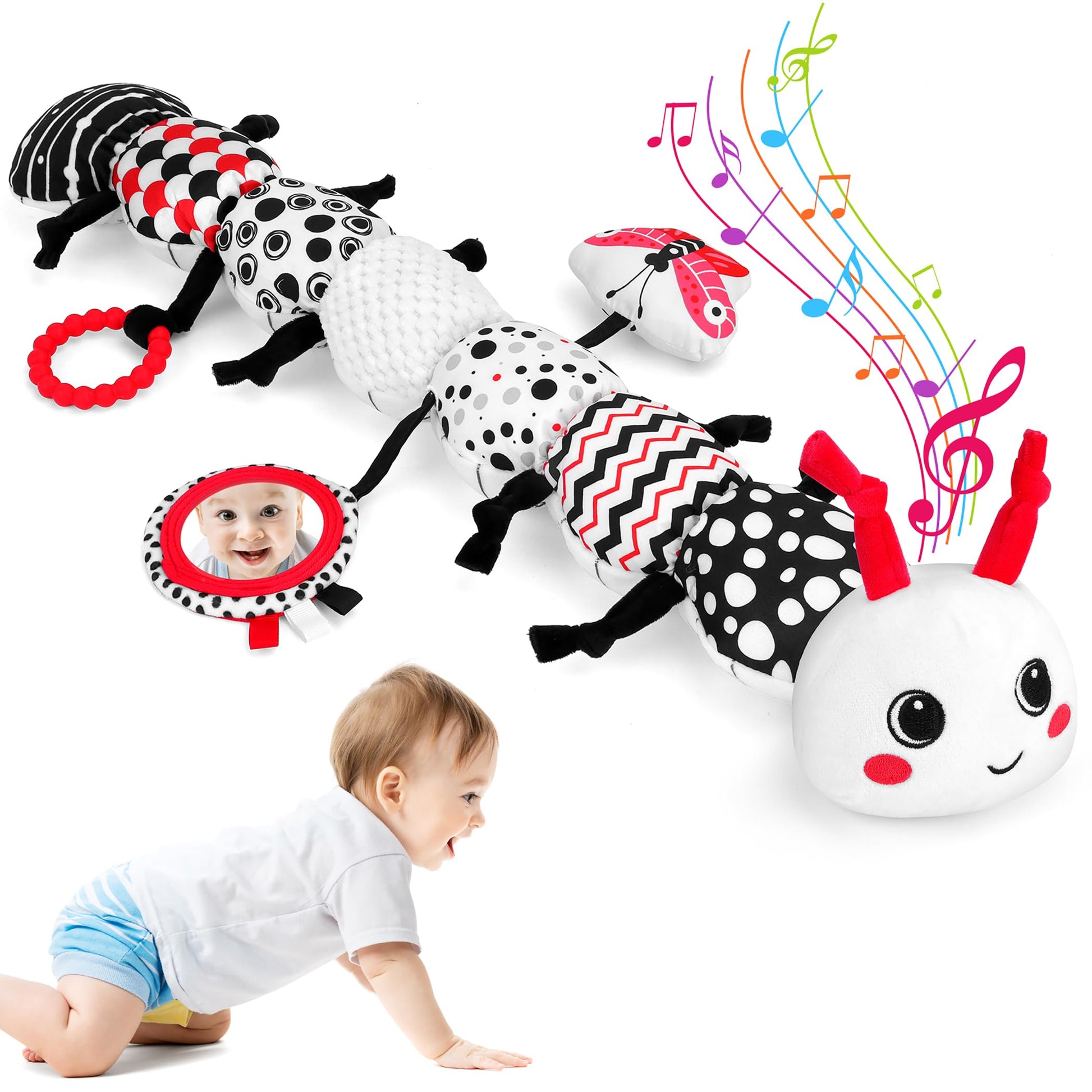 Baby Toys 0-12 Months - Musical Caterpillar Stuffed Animal Soft Plush Toys for Infant Girls Boys 3 6 12 Months Tummy Time Sensor