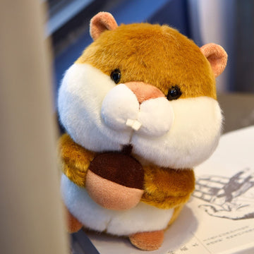 Luozzy Squirrel Plush Toy Brown Squirrel Stuffed Animal Doll With Hazelnut Soft Adorable Toy Gift Decorative