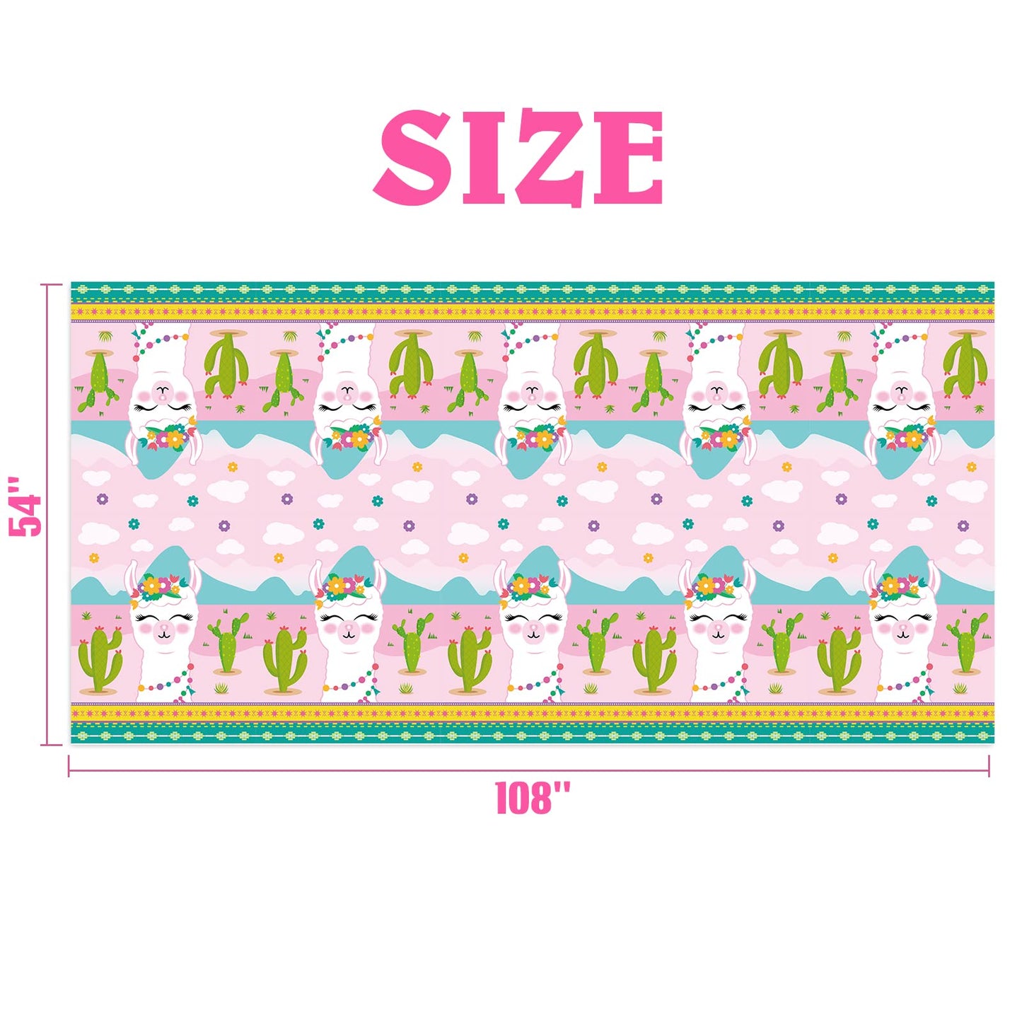 WERNNSAI Llama Table Cover - 2 PCS 54    x 108    Party Disposable Plastic Tablecloth, Alpaca Lama Party Supplies for Kid Girl P