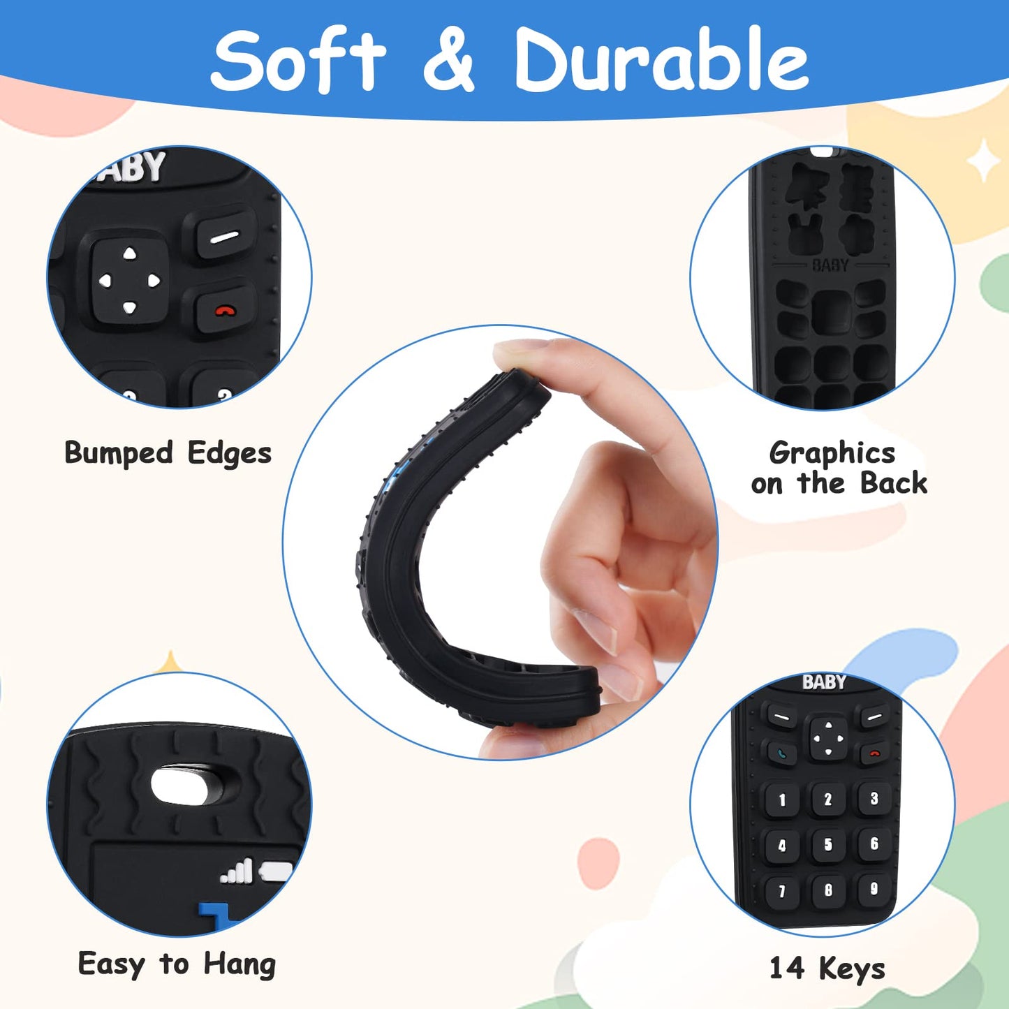 2Pcs Silicone Baby Teething Toys, Game Controller Teething Toys And Phone Teething Toys With 2Pcs Pacifier Clip,Bpa Free Silicon