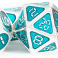 Fanroll By Metallic Dice Games 16Mm Metal Polyhedral Dnd Dice Set: Silver W/Teal Enamel, Role Playing Game Dice For Dungeons And