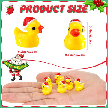 250 Pcs Mini Christmas Resin Ducks Miniature Duck Figures Ornament Small Micro Landscape Garden Aquarium Dollhouse Decoration Ch