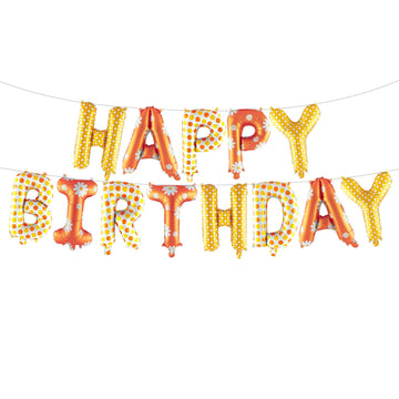 16 Inch Yellow Orange Daisy Flowers Happy Birthday Banner Balloons Aluminum Foil Letters Banner Balloons Sign For Men Women Kids