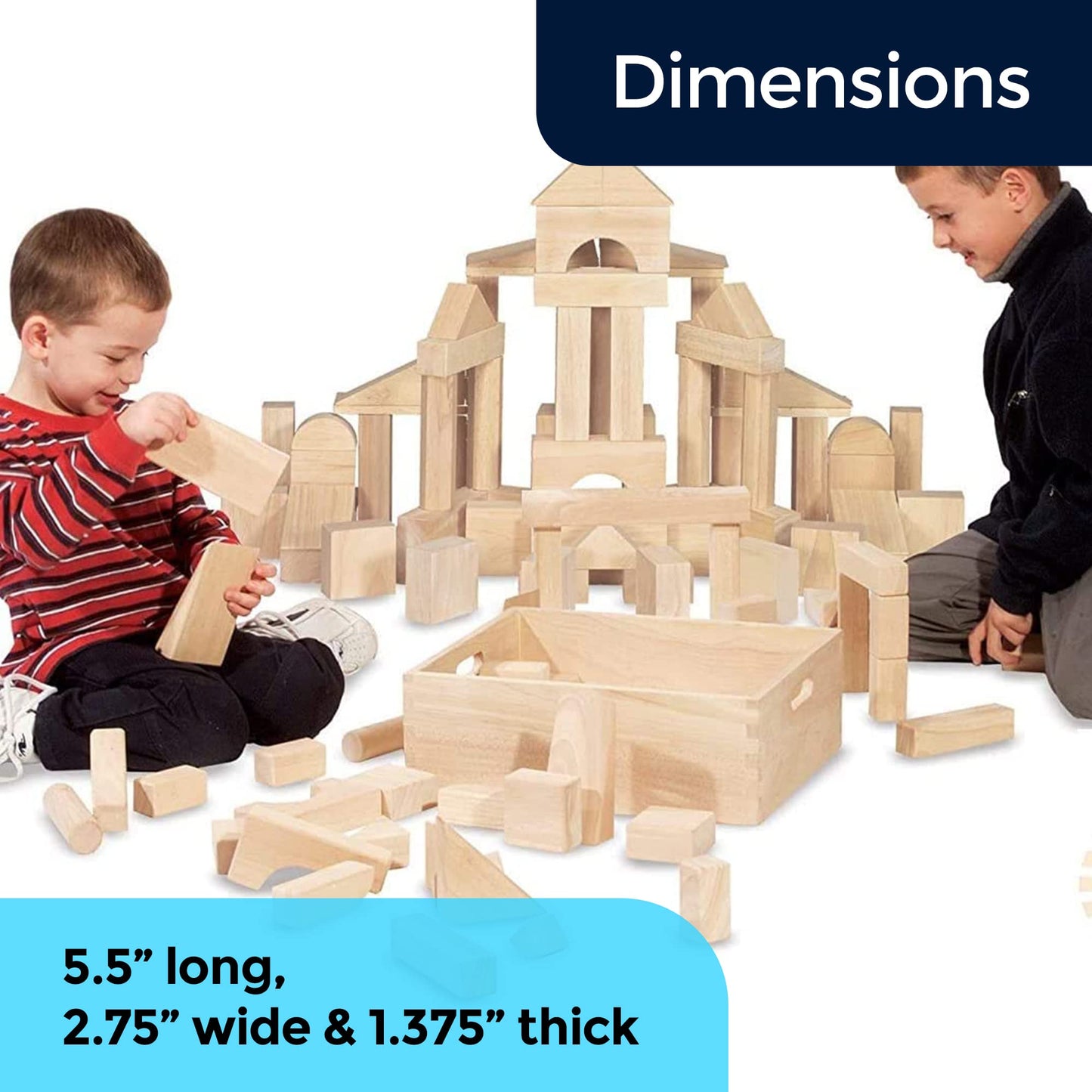 Standard Unit Building Blocks For Toddlers With Storage Tray (64 Pcs) Sanded Wood Blocks For Children, Original Steam, And Stem
