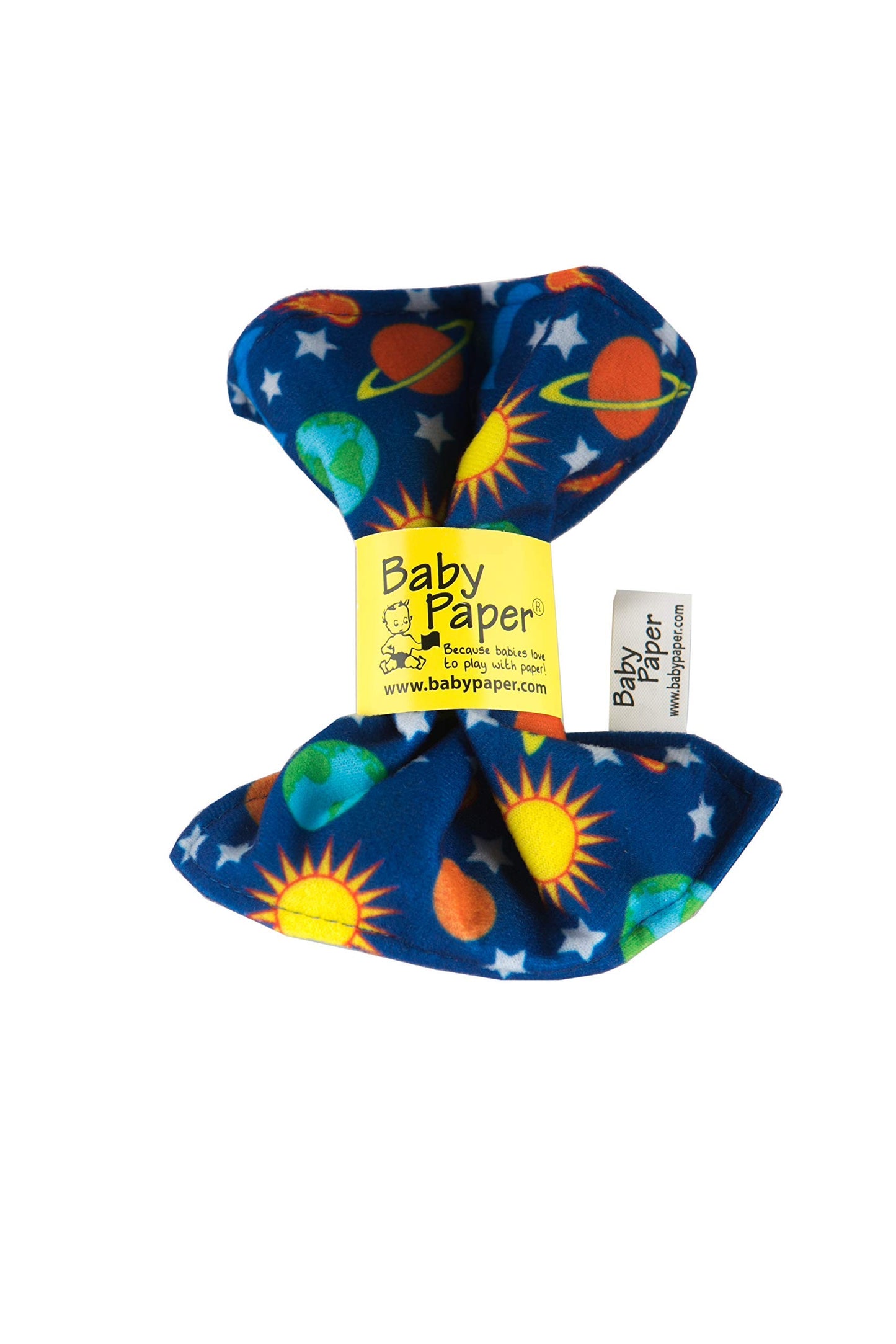Baby Paper Crinkle Teether & Sensory Toy - Washable Solar System Print, Multiple Colors, Model BP