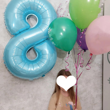 Paticool 40 Inch Blue Number Balloon 8, Large Light Blue Number Foil Mylar Balloons For Birthday Party Celebration Decorations S