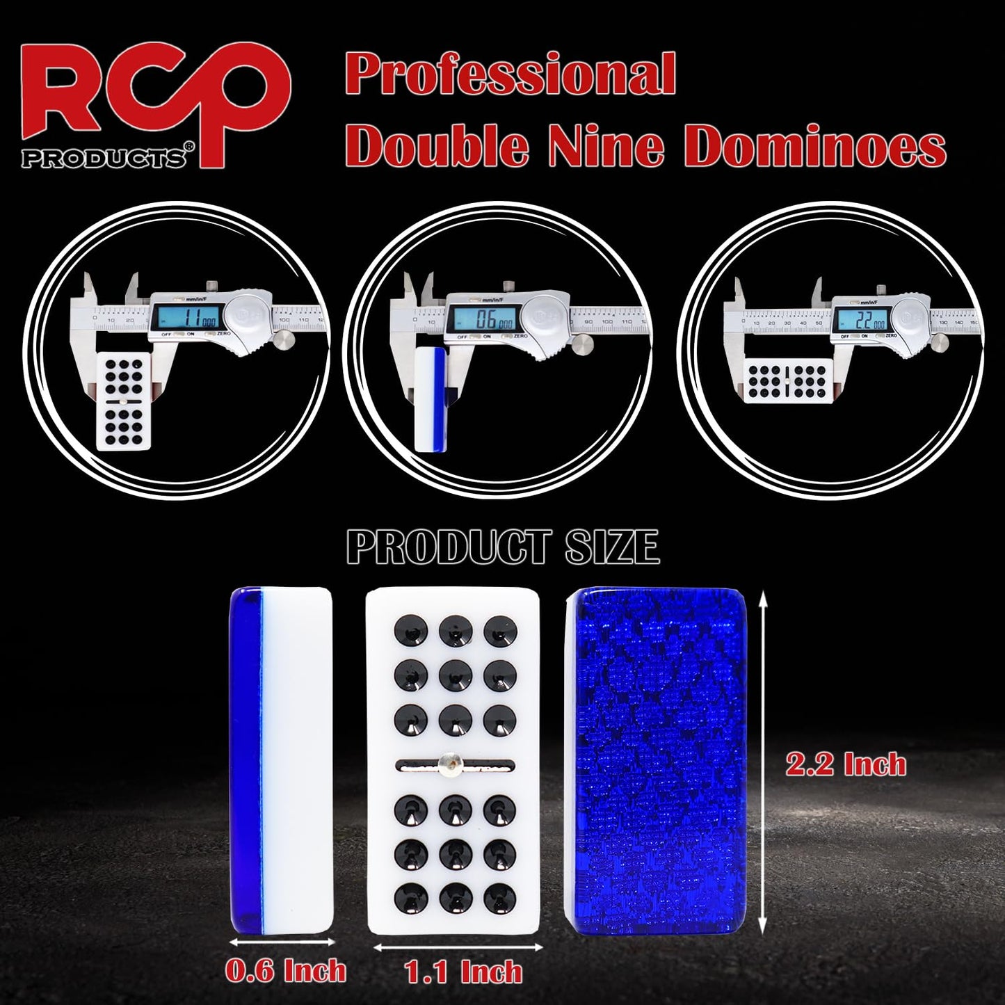Rcp Products Dominos Professional Double 9 Domino Set Of 55 Tiles, Metal Spinner, Classic And Travel Board Game With Wood Case J