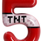 TNT Themed Birthday Candles for Boys Girls, Craft Pixels Cake Topper, Kids Themed Birthday Party Supplies (Number 5-Red)