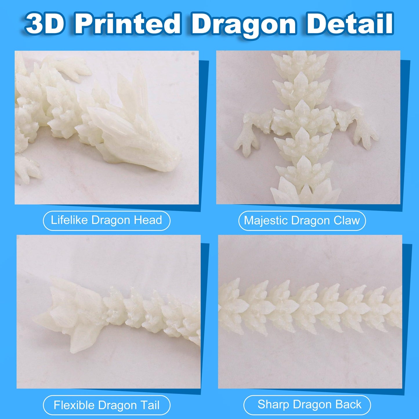 ONEVIVE Dragon Eggs with Dragon Inside 3D Printed  Mystery Dragon Egg Articulated Crystal Fidget Toy for Kids mature-themeds Women Men Funny Gift Desk Decor(White)