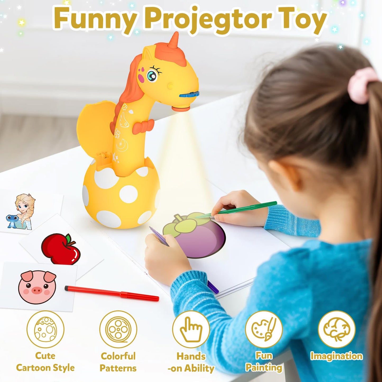 KETIEE Unicorn Drawing Projector Toys for Ages 5-7: Trace and Draw Projector for Kids with Cute Unicorn Look, Smart Art Sketcher