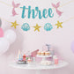 WeBenison Mermaid 3rd Birthday Banner - Pink & Blue Glitter Paper Bunting for Under The Sea Party Decorations