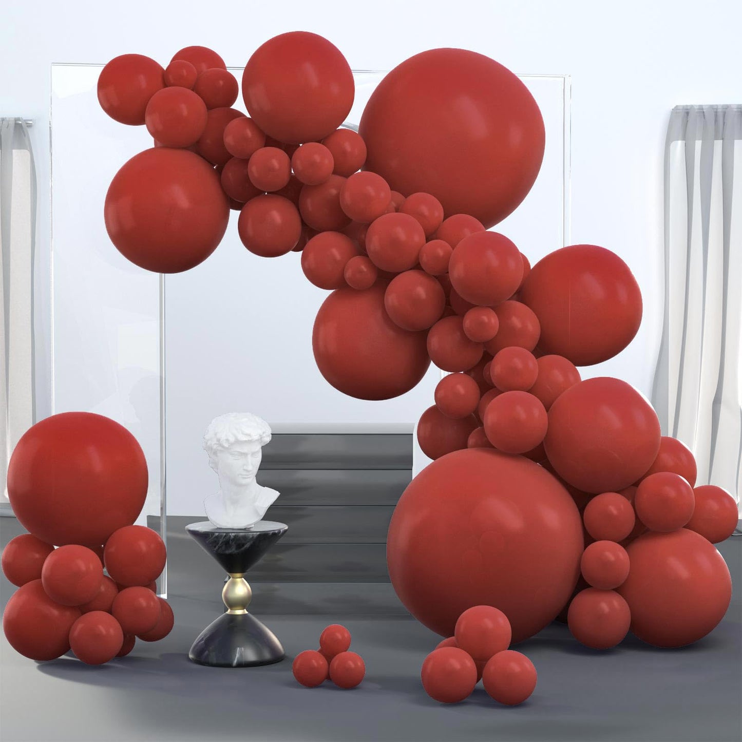 PartyWoo Ruby Red Balloons - 100 pcs in 5"-36" Sizes, Rubber Material, Ideal for Birthday & Wedding Decorations
