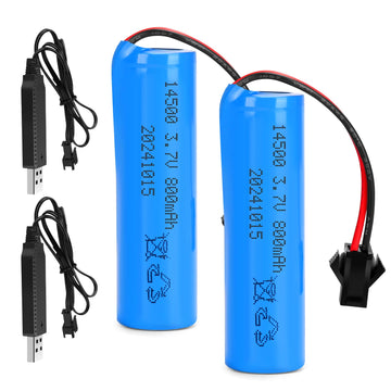 3.7V 800Mah Li-Ion Battery 2 Pack Rechargeable Batteries, With 2 Usb Charger Cable For Remote Control Cars Toy