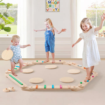 Tiny Land Wooden Balance Beam, 6 Pcs Toddler Balance Boards, Montessori Balance Beam For Kids Development, Coordination Motor Skills Gymnastics Obstacle Course Toys For Girls Boys