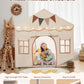 Besrey Kids Tent, Kids Playhouse 2 In 1 With Padded Mat And Lights, Large Play Tent With 2 Doors & 4 Windows, Kids Play Tent Indoor & Outdoor, Christmas Toddler Tent For Kids, 51' X35' X 51'