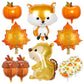 Fall Balloons, Acorn Fox Maple Leaf Squirrel Pumpkin Mylar Foil Balloons, Harvest Autumn Party Balloons For Birthday Baby Shower