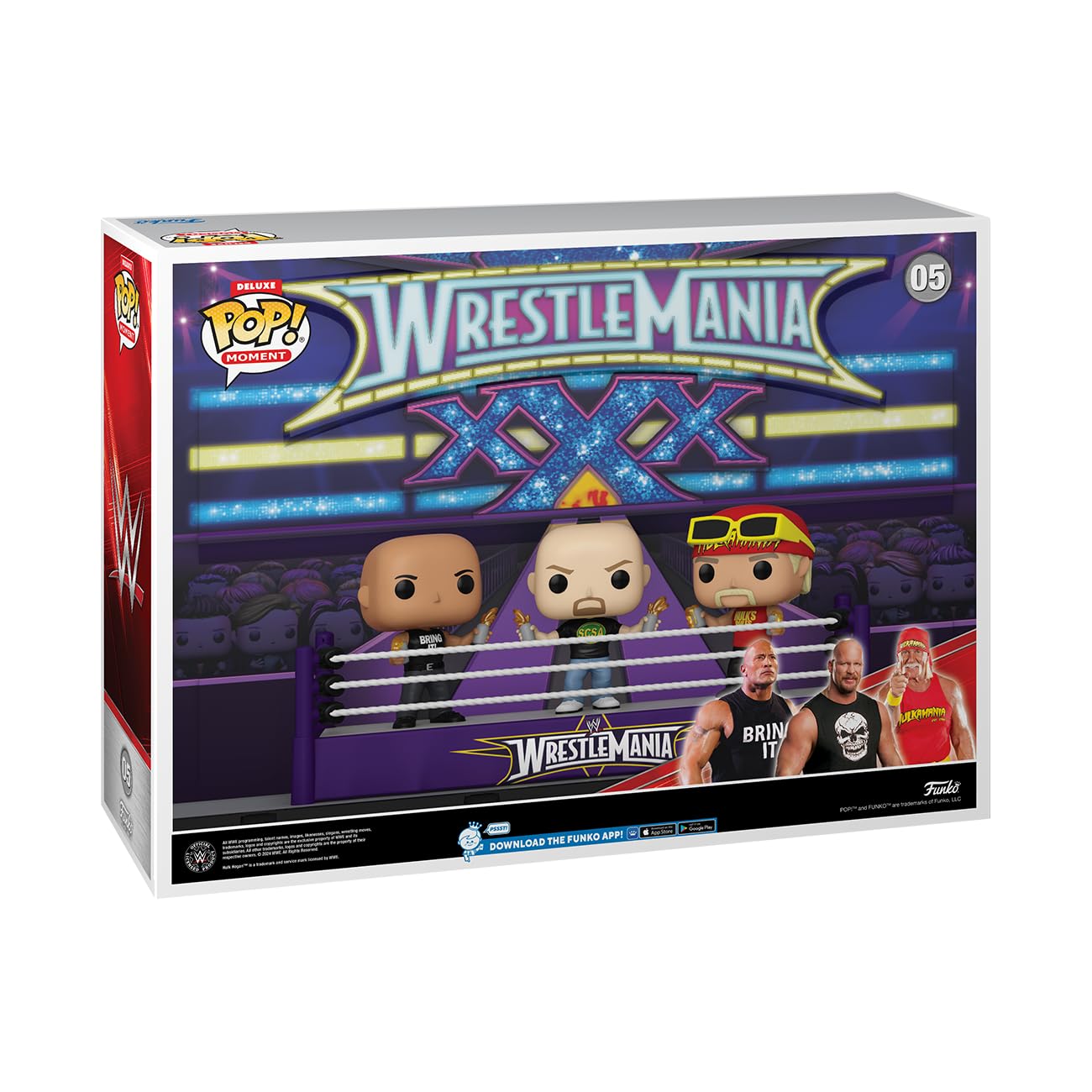 Funko Pop! Moments Deluxe WWE Wrestlemania 30 Vinyl Figure Set - The Rock, Stone Cold Steve Austin, Hulk Hogan - Multicolor
