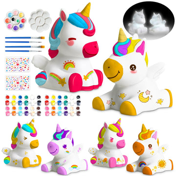 Paint Your Own Unicorn Lamp Kit 2pcs,DIY Unicorn Crafts Night Light, Arts & Crafts for Kids Ages 8-12, Painting Kit for Girls Bo