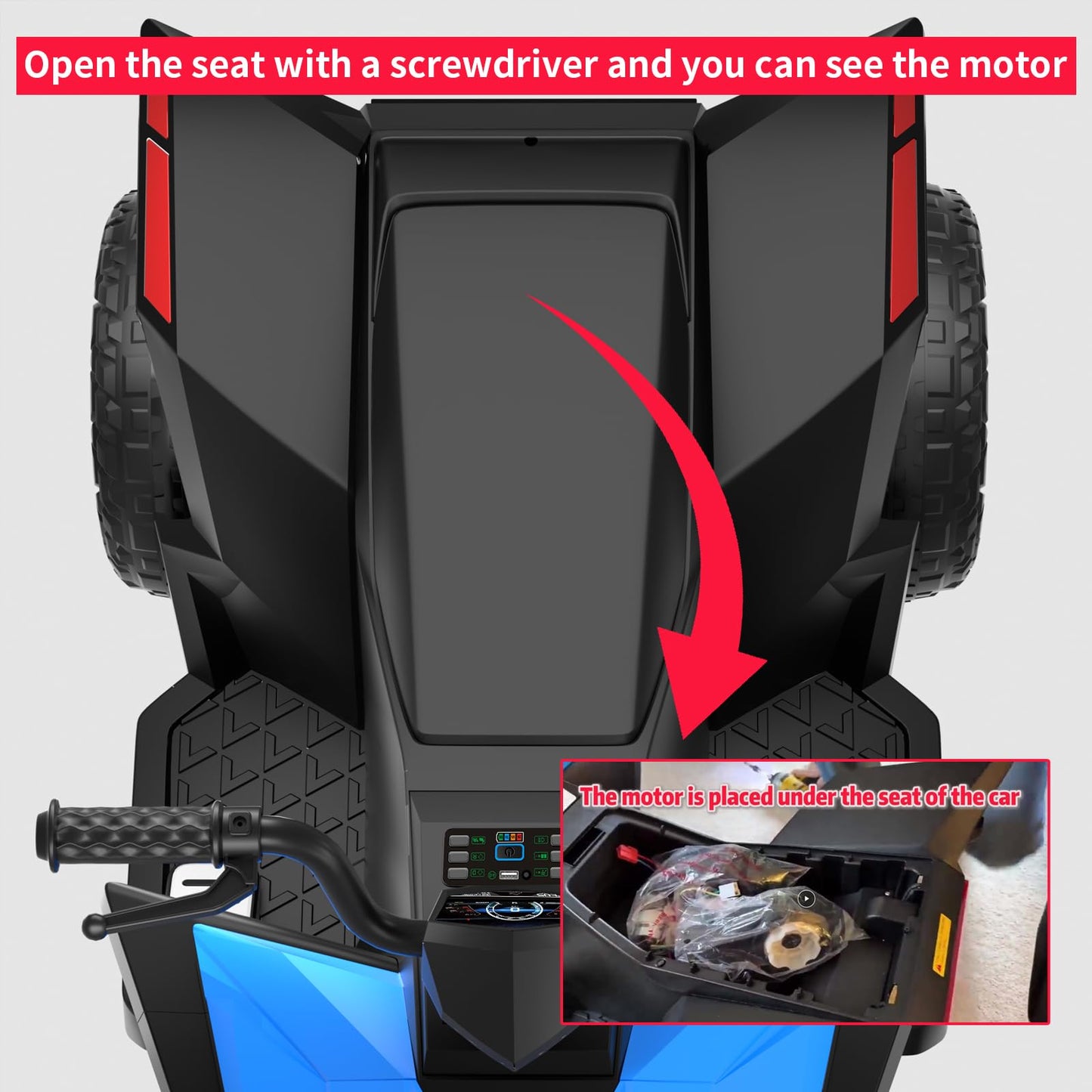 YunTopKids 24V Kids ATV, 2 Seater Ride on ATV for Big Kids 3-12, Electric Vehicle with 4 Spring Suspensions Power Wheel Ride On