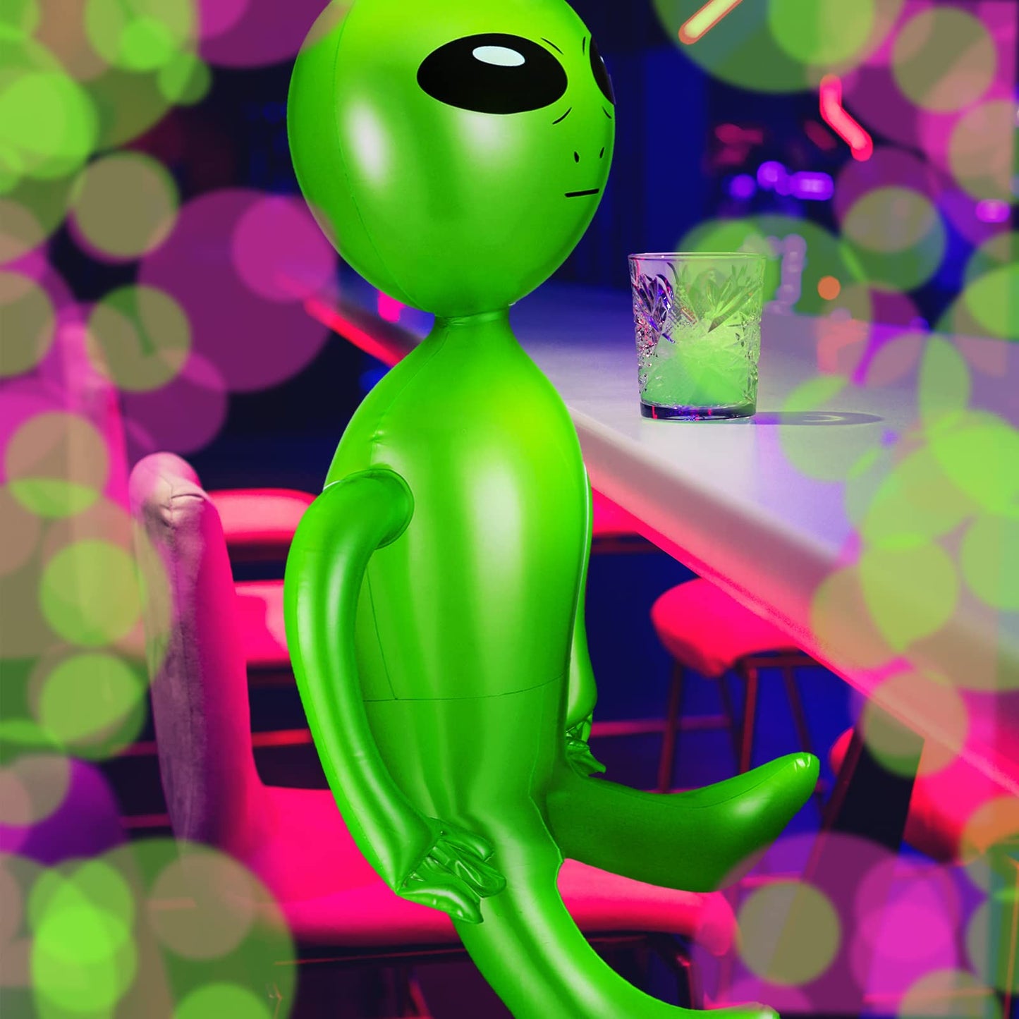 Zhanmai 63 Inch Giant Inflatable Alien Blow Up Jumbo Green Inflate Alien For Theme Birthday Party Favors Decorations Indoor Outdoor Photo Prep Halloween Easter Christmas Decorations(1 Piece)