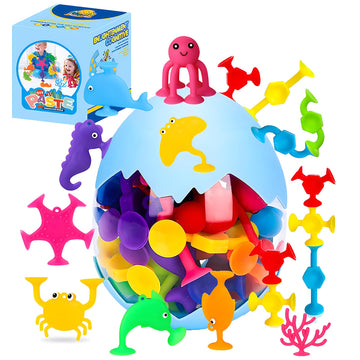 Hyszxus Bath Toys - 27 Pcs Suction Cup Toys Bathtub Toys Shower Toys For Kids Ages 4-8,Sensory Toys For 3 4 5 6 7 Year Old Boys Girls,Mold Free Bath Toys Travel Toys Window Toys Silicone Sucker Toys