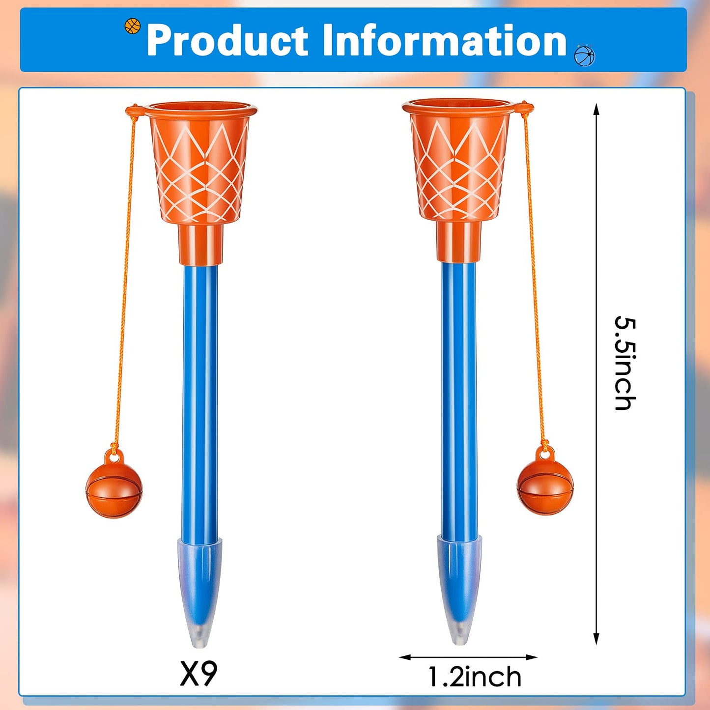 Zonon Basketball Pens Basketball Hoop Ballpoint Pens Sports Novelty Pens Plastic Sports Themed Pen For Birthday Party Supplies School Party Favors Suitable For People Over 14 (32 Pieces)