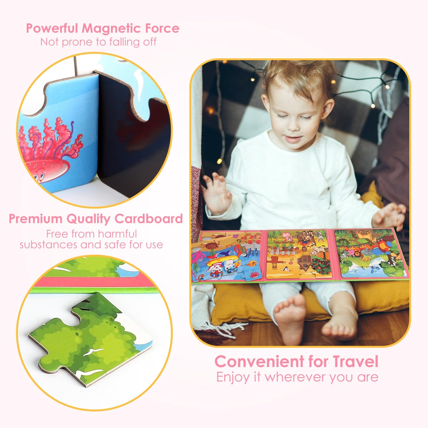 Magnetic Puzzles For Kids Ages 4-6, 20-Piece Travel Toys Animal Toddler Puzzles Ages 2-4, Educational Learning Magnets, Ideal Road Trip Activities Toys For 2 3 4 5 6 Boys And Girls