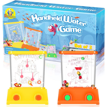 Skylety 2 Pcs Handheld Water Game 2.6 x 3.25 Inch Arcade Water Ring Water Tables in a Gift Box for Beach Fun Game Toys Fun Stock