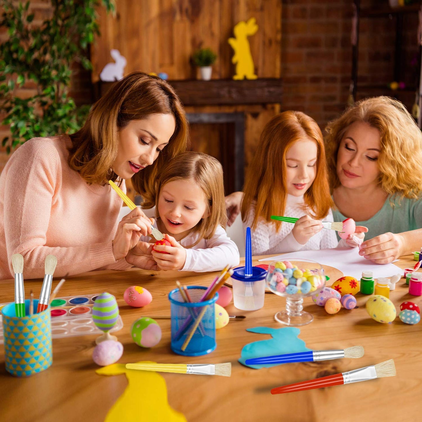 Paint Brushes For Kids, 10 Pcs Big Washable Chubby Toddler Paint Brushes, Easy To Clean & Grip Round And Flat Preschool Paint Brushes With No Shed Bristle For Acrylic Paint, Washable Paint