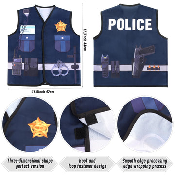 Kyson 8Pcs Police Costume Kit For Boys Police Officer Cop Dress Up Accessories Halloween Career Day (Navy)