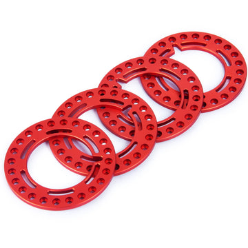 RCLIONS 4pcs Aluminum 1.9inch RC Beadlock Wheel Rim Replacement Ring for 1/10 RC Crawler Car 1.9'' Wheels/Rims (Red)
