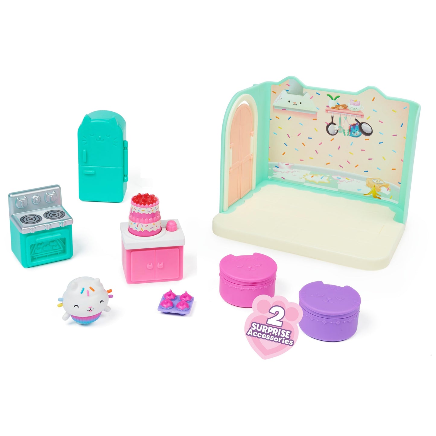 Gabby'S Dollhouse, The Kitchen Of Kitty Dolcetto, Mini Playset Rooms Of The House, Games For Children Ages 3 And Up