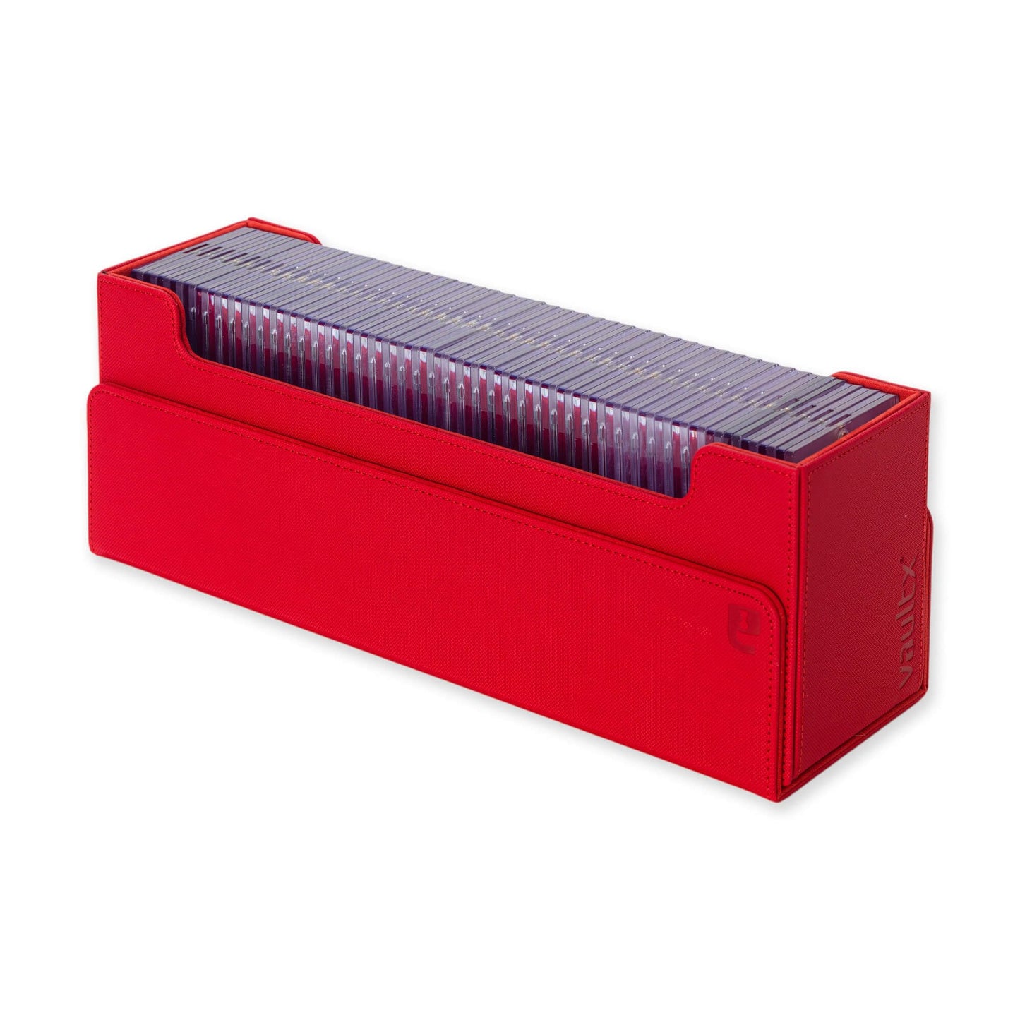 Vault X Exo-Tec Card Box 450+ - Red, Magnetic Lid, Dividers & Foam Fillers for TCG/CCG & Sports Cards Storage