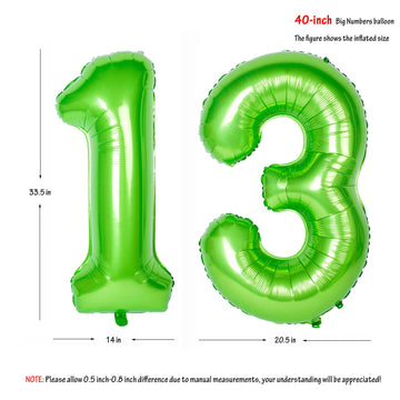 Number Balloons 40 Inch Green Birthday Party Decorations 13St Digital Jumbo Helium Foil Mylar Balloon