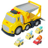Construction Car Carrier Toys Set for 3 4 5 6 Years Old Toddlers Boys & Girls Gift, 4 Small Cartoon Cute Cars Trucks Crane Mixer