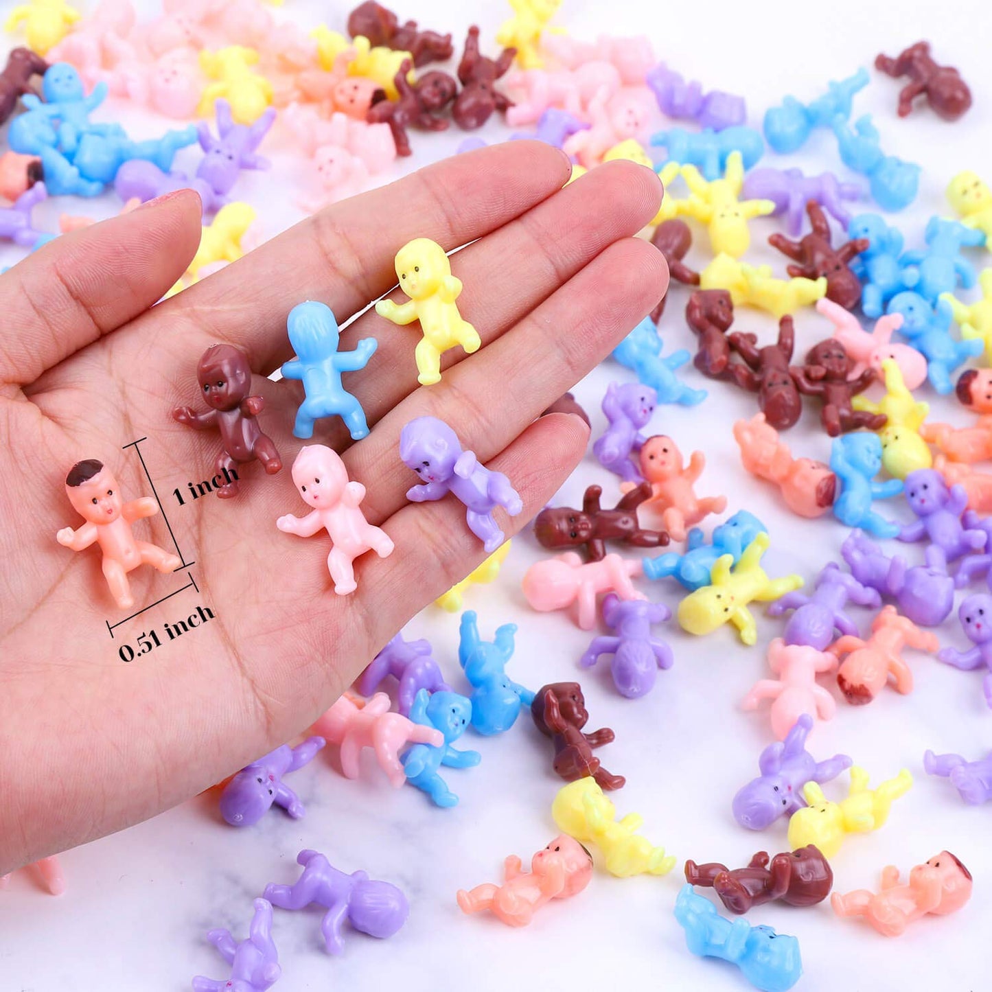 selizo Mini Plastic Babies - 300pcs Tiny Figurines for Baby Shower Games, 6 Colors, Ideal for Ice Cube & King Cake Decor