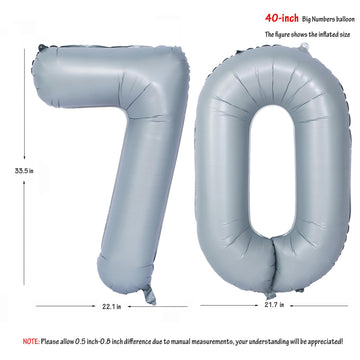 40 In Matte Gray Number Balloons Helium Foil Mylar Balloon Birthday Party Banquet Decoration 70