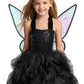 Soyoekbt Fairy Costume For Girls Princess Tutu Dress With Butterfly Wings For Girls Birthday Party Dress Up (Black, 5-6 Years)