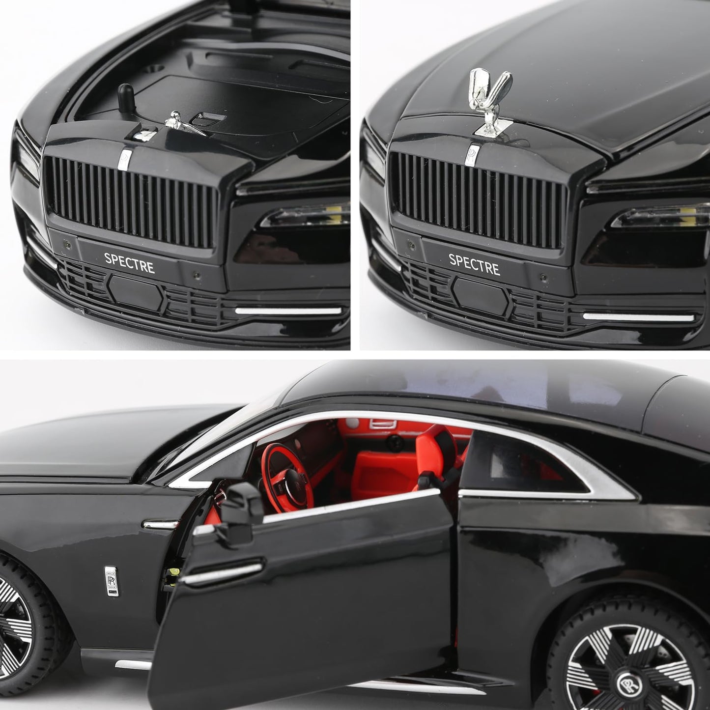 BDTCTK Compatible for 1:24 Rolls Royce Spectre Model Car, Diecast Collectible Pull Back Toy Car with Sound and Light for Adults