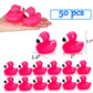 Goaste 50 Pieces Flamingo Rubber Ducks Bulk, Mini Pink Flamingo Bath Toys, Cute Floating Squeaky Bathtub Ducks for Baby Shower,