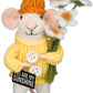 Primitives By Kathy Collectible Critter - Sunshine Mouse Felt Critter Lending A You Are My Sunshine Sentiment With Knit Sweater, Hat, And Flower Details