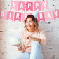 Pre-Strung Happy Birthday Banner - No Diy - Pink Birthday Party Banner - Pre-Strung Garland On 6 Ft Strands - Pink Multi Color B