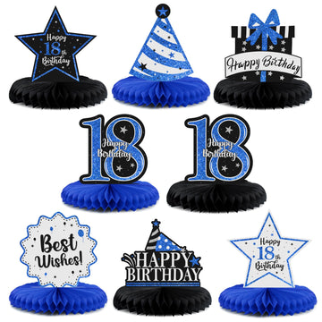 LASKYER Happy 18th Birthday Party Decorations, Glitter Shiny Honeycomb Table Centerpieces Eighteen Years Old Birthday Party Phot