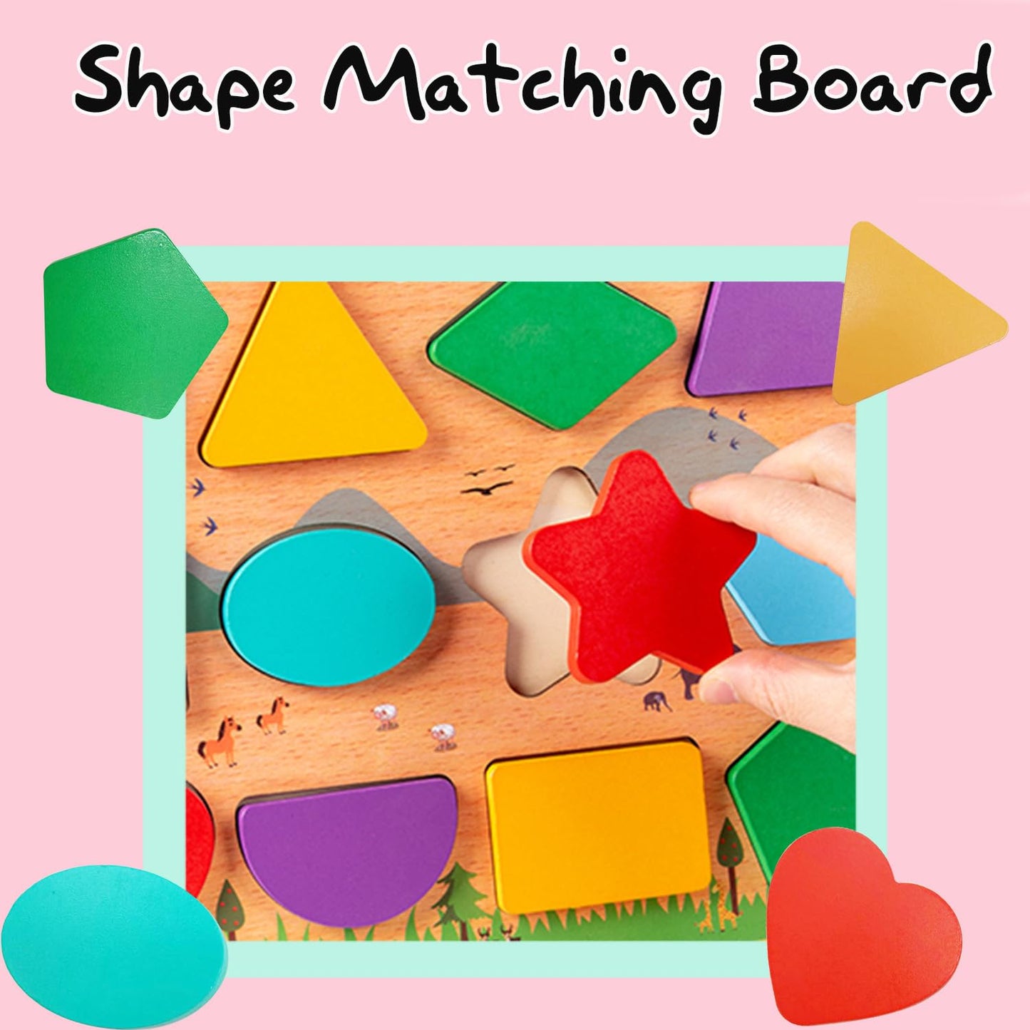 Puzzle Board Toddler Puzzles Shape, Colors Wooden Puzzles For Toddlers 1-3, Toddler Toys For 2 3 4 Years Old