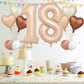Biapian 40 Inch Light Brown Number 18 Balloons, 8Pcs Large Foil Number 1 & 8 Balloons With 18'' Caramel Heart Shape Balloon For