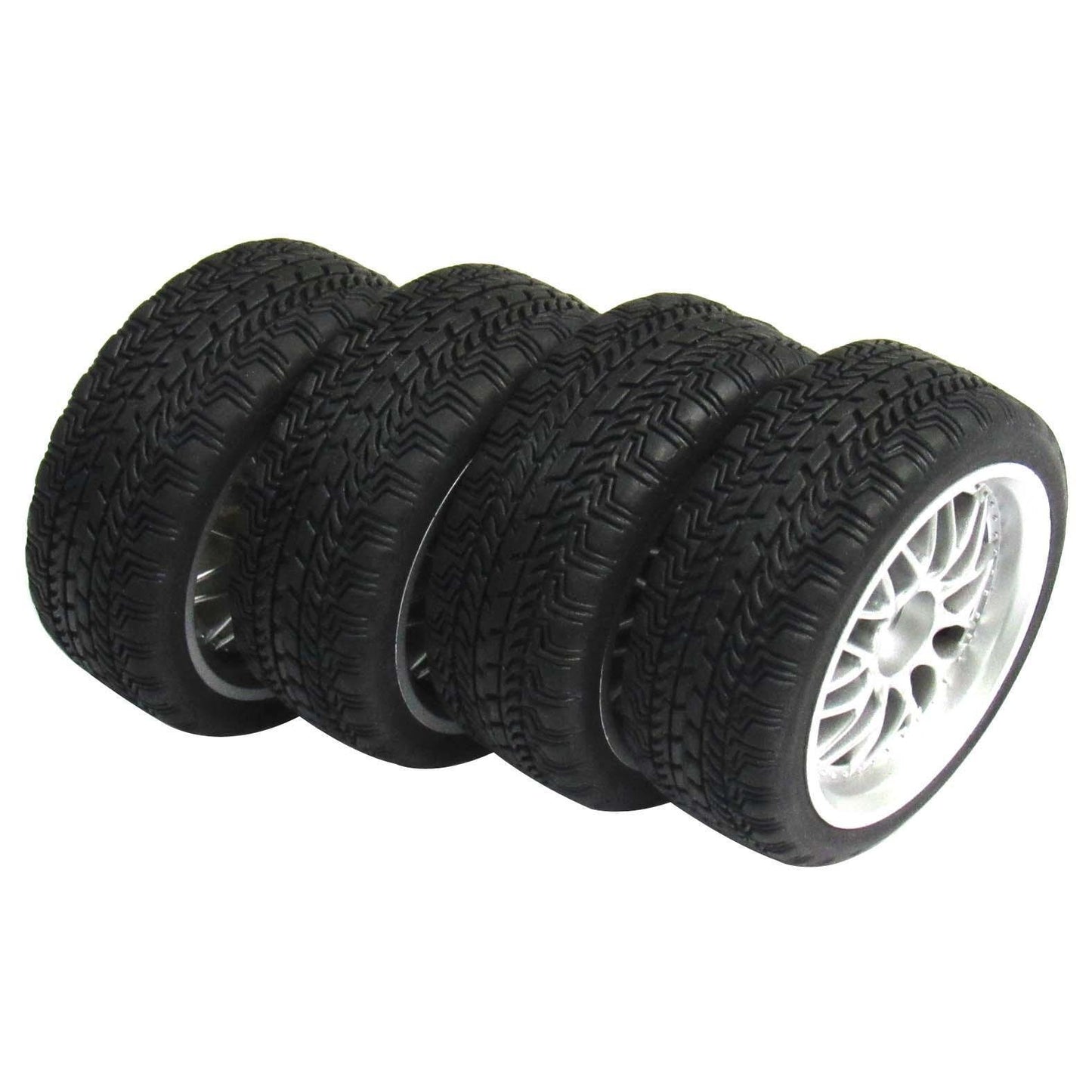 powerday 12mm Hub Wheel Rims Rubber Tires for RC 1/10 on-Road Touring Racing Car A for RC 1: 10 on-Road Racing car, Drift, Touri