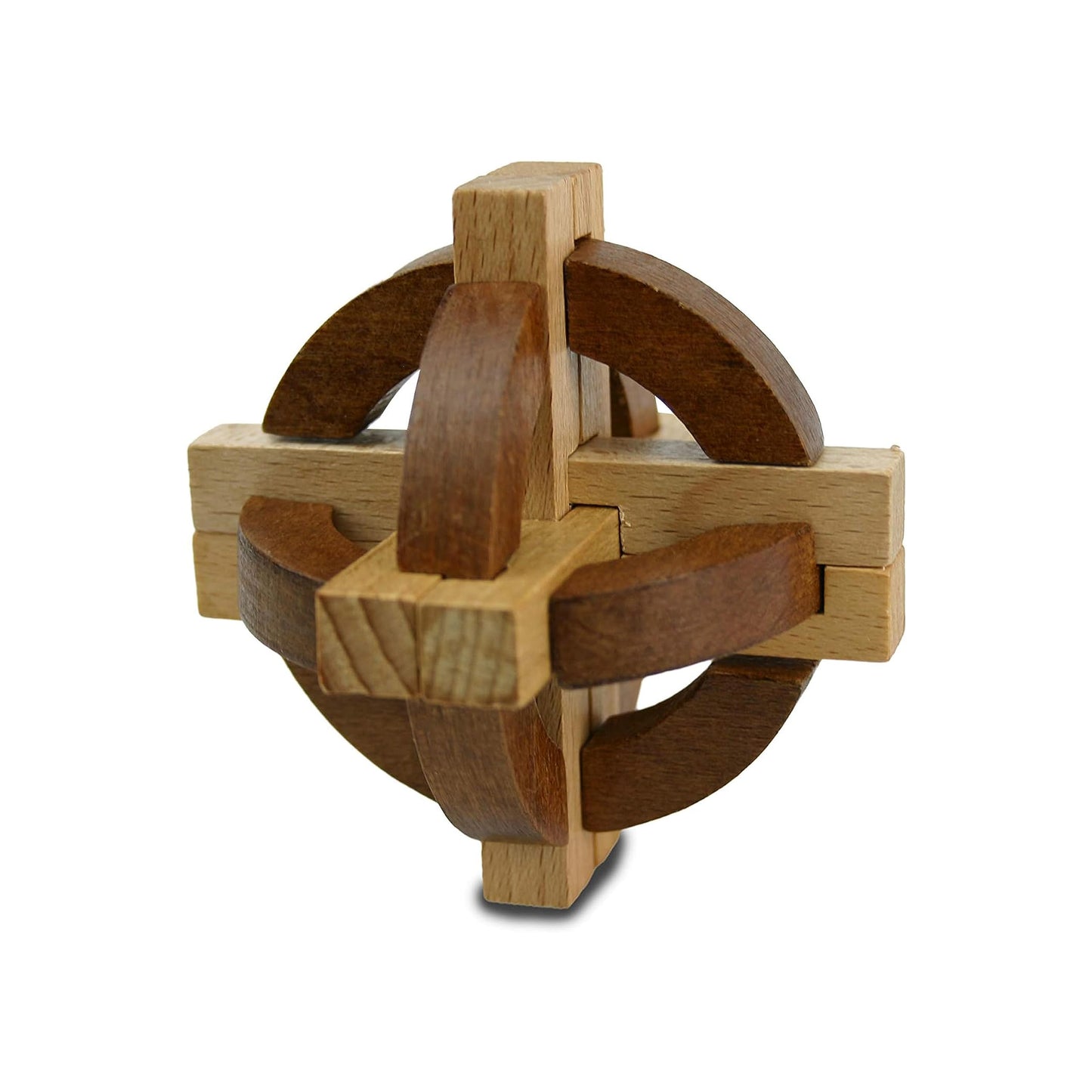 Project Genius Compass and Star Combo - Disentanglement Puzzles, Wooden, 4.8x6.3x3.8 inches, Multi, Model TG018